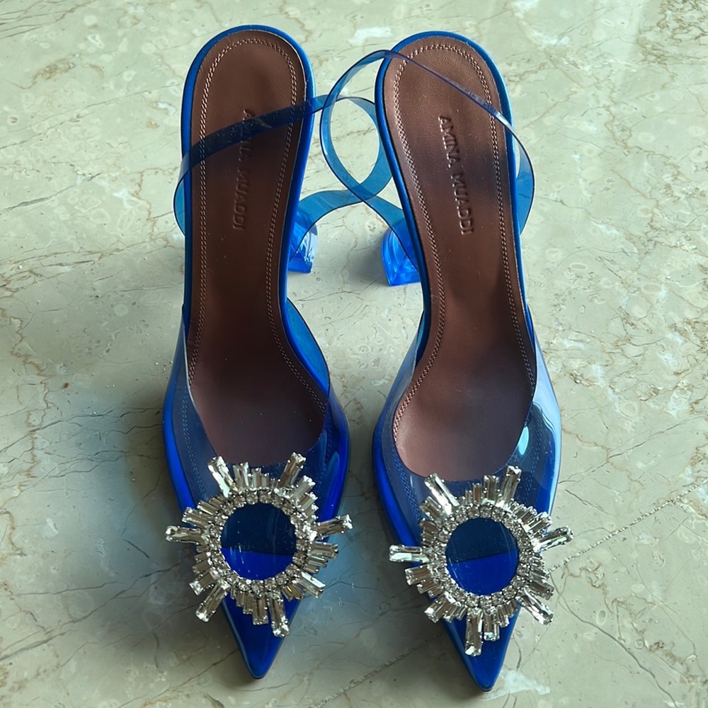 Auth Never worn Amina Muaddi Begum in blue 35